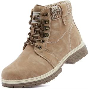 ANJOUFEMME Casual Winter Hiking Boots For Women - Womens Outdoor Snow Ankle Boots Waterproof Lightweight Lace up Fur Lined Walking Hiking Shoes, Size 8