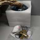 KCO Lighting Modern Large Globe Pendant Light 1-Light Single Blue Glass Pendant Lighting Kitchen Island Vintage Ribbed Glass Pendant Light Contemporary Gold Hanging Light Fixture (9.8)