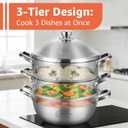 LOLYKITCH 8-Quart/ 30CM Stainless Steel Steamer Pot - 3 Tier Steamer for Cooking Dumplings & Veggies, 12 Inch Large Induction Stock Pot for All Stovetops, Heavy Duty