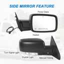 JDMSPEED Right Passenger Side Door Mirror Compatible with Ram 1500 2009-2018 Compatible with Ram 2500 3500 2010-2018 with Heated Power Glass Turn Signal Puddle Light(9 Pins)