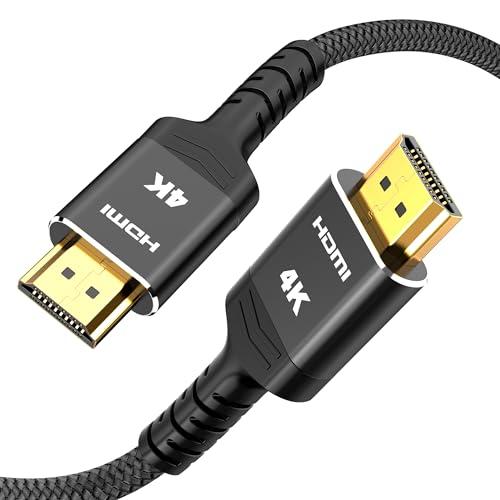 Highwings 4K Long HDMI Cable 15FT - 4K@60Hz HDR Braided HDMI Cord, 18Gbps High Speed with Ethernet/ARC, 3D, HDCP 2.2, ARC, Compatible for PS-5/4/3/4K HDTV/Monitor/Projector/Streaming Media