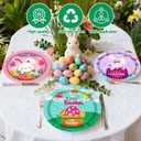 48PCS Easter Paper Plates-7Inch 4 Design Cute Bunny Dessert Plates Disposable Bunny Paper Dinnerware Cake Salad Fruit Plates Party Decor for Easter Spring Holiday Birthday Party Baby Shower