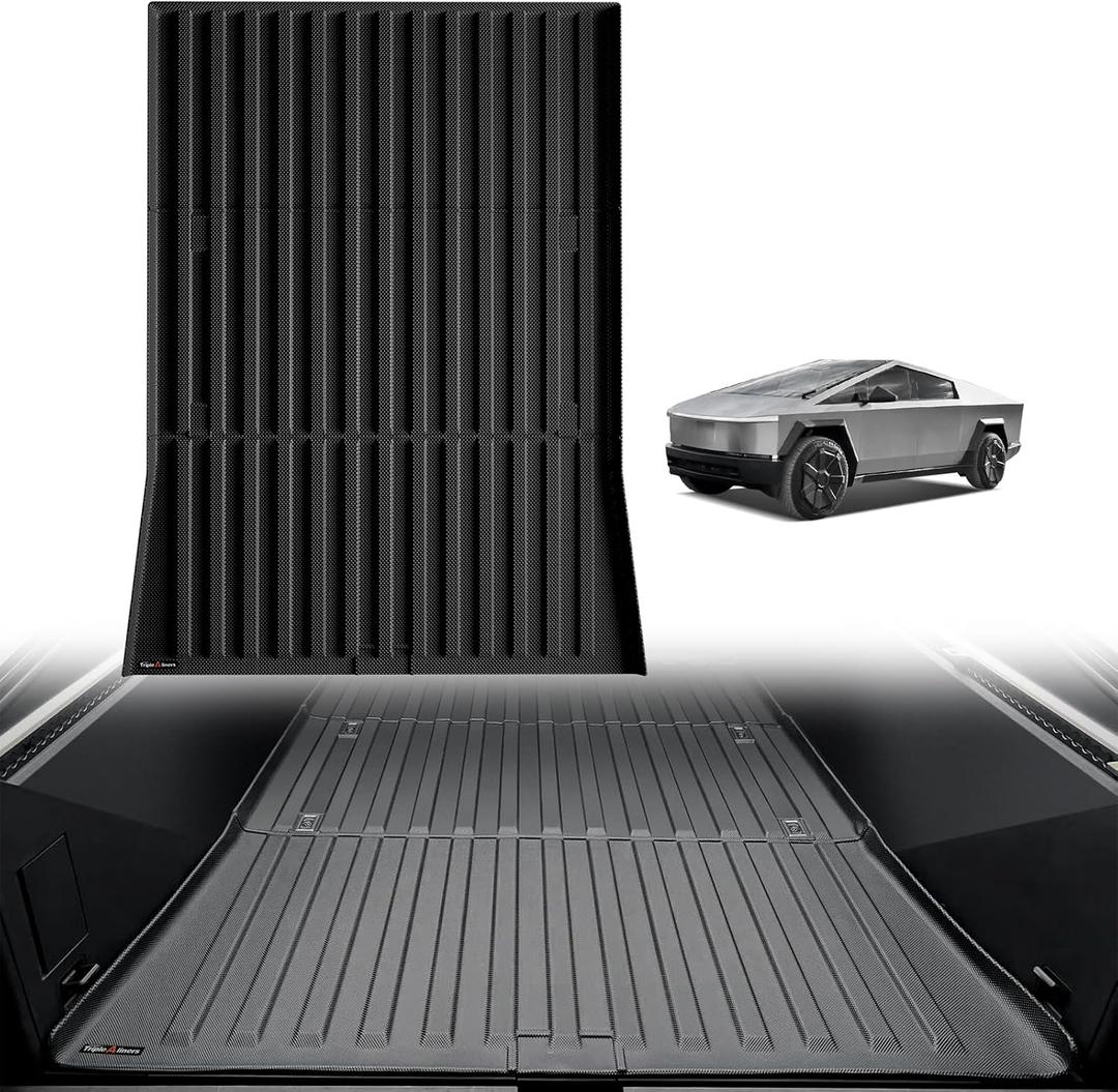 TripleAliners Truck Mat Compatible with 2023-2025 Tesla Cybertruck Accessories, Truck Bed Mat Heavy Duty Custom Fit All Weather Protection TPE Pickup Liner