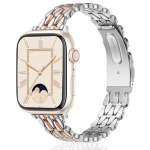 VISOOM Apple Watch Se 11~1 Bands Iwatch 44/45/46/42mm for Women Silver Rose