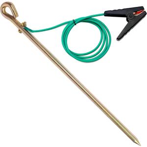 Portable Ground Rod with 5.1ft 12AWG UL Listed Grounding Wire with Crocodile Clip,Great for Electric Fences,Antennas,Generator,Ground Post Pin(Grounding Rod with 5.1ft Wire)