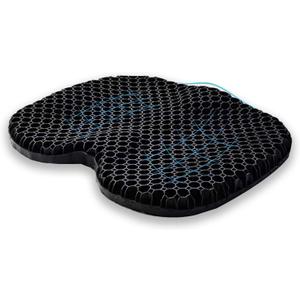 Ergonomic Gel Seat Cushion for Office & Car - Breathable, Cooling, Sciatica & Back Pain Relief, Large Size (18x15x2 Inches) (Black)