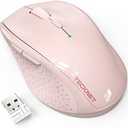 TECKNET Wireless Mouse, 2.4G USB Computer Mouse with 6-Level Adjustable 4800 DPI, 30 Months Battery, Ergonomic Grips, 6 Buttons Portable for PC, Chromebook, Mac - Pink