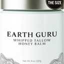 Earth Guru XL 8 OZ Whipped Beef Tallow for Skin,100% Natural Beef Tallow and Honey Balm, Face Moisturizer & Body Lotion Cream, Grass-Fed & Finished, Sebo De Res Para La Cara, Organic Olive Oil, Manuka