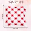 DN DECONATION White and Pink Checked Pillow Covers 18x18, Set of 2 Spring Decorative Throw Pillow Covers with Red Heart, Soft Plush Pillowcase for Couch Bed Sofa Living Room Home Decor Indoor