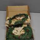 Retrowavy 12 Pcs Christmas Kitchen Cabinet Wreaths with Ribbon 3.94 Inch Mini Christmas Wreath Small Kitchen Xmas Decor for Window Door(Linen Color,Classic Style)