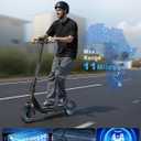 MEGAWHEELS Electric Scooter for Adults with Suspension, 8.5/10in Vacuum Tires, 14/19/28/31Miles, 15MPH Max Speed, Turn Lights, Foldable Electric Scooter for Commuter