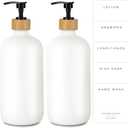 Emerson Glass Soap Dispenser Set - 16 Oz, 2-Pack with Pump and Labels for Kitchen and Bathroom (01  White / Bamboo Black)