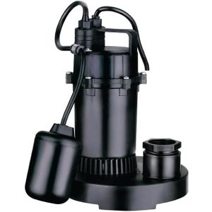 Leo Pump Thermoplastic Sump Pump with Top Suction Design, Vertical Float Switch, and Corrosion-Resistant Construction - Ideal for 14" Basins - Includes 1-1/2 NPT Discharge & Adapter, 1/3HP 115V/60HZ