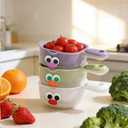 ABOOFAN 3Pcs Fruit Washing Bowl with Strainer, Dual-Layer Small Kitchen Colander with Handle, Vegetable Washing Draining Basket for Mini Berry Tomato Grape Washer