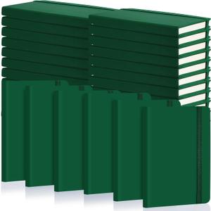 40 Pieces Small Notebooks A6 Pocket Journals 3.5 x 5.5 Inch Small Leather Notebook Mini Ruled Lined Journal with Elastic Band Pen Holder Page Marker Ribbons (Green)