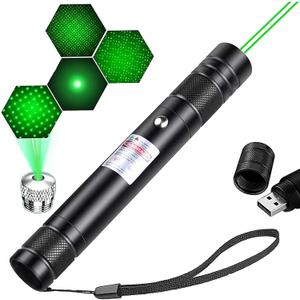 Advanced Long-Range Laser Pointer High Power - Rechargeable Green Laser Pointer with Removable Star Cap - Versatile Laser Pen for Astronomy, Construction, Presentations, and Outdoor Adventures