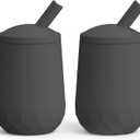 Seposeve 2 Pack Silicone Straw Cups, Leak-Proof Baby Sippy Cup for 6 Months +, Spill Proof Toddler Cup with Straw 12-24 Months, Easy to Hold, Flow Control, 4 oz, 2 Black