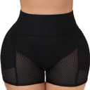 Lu's Chic Women's Padded Shapewear Shorts Hip Padding Lifter Panties Mesh Body Shaper Shorts Shapewear, Large, Black