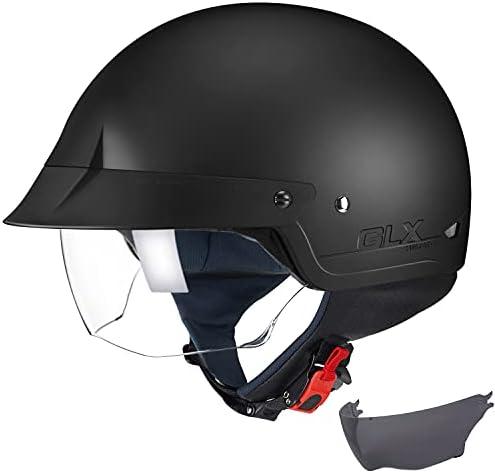 GLX M14 Open Face Motorcycle Helmet - Matte Black, Medium - DOT Approved