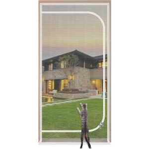 Upgraded Pet Screen Door,Fits Door Opening Size 30''x 80'',Thickened Cat Resistant Mesh Screen Door for Living Room,Kitchen,Bedroom,Cat Proof Screen with Zipper Closure.
