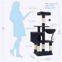 Heybly Cat Tree with Toy, Cat Tower Condo for Indoor Cats, Cat House with Padded Plush Perch, Cozy Hammock and Sisal Scratching Posts, Smoky Gray HCT004SG (43.3 inch)