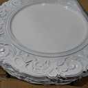 Tomeurperf White Charger Plates Bulk 100Pcs - 13" White Chargers for Dinner Plates, Floral Embossed Decorative Charger Plate for Wedding & Event Kitchen Party Decoration