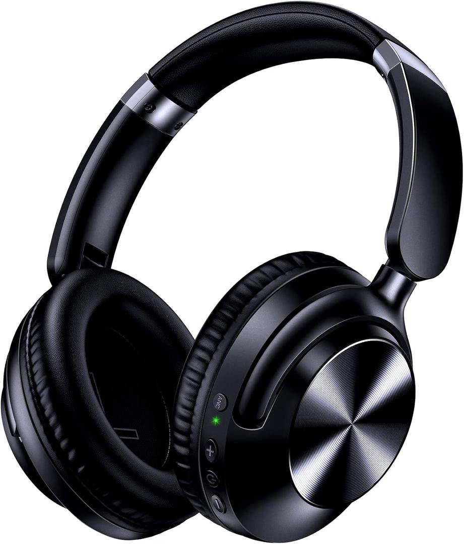 TAGRY Hybrid Active Noise Cancelling Headphones 100H Playtime Wireless Over Ear Bluetooth Headphone with Fast Charging HiRes Audio Comfort Earcups Headsets for Travel Home Office Phone PC Black