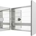 Royale Medicine Cabinet Defogger, 3X LED Lighted Vertically Adjustable Magnifying Mirror, Electrical Outlets, Magnetic Organizer, Recessed or Surface Mount (48"x36"x5")