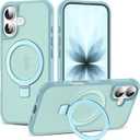 SKYLMW Compatible with iPhone 17 Case with Invisible Magnetic O-Ring Stand Military-Grade Translucent Phone Case for iPhone 17 6.3" [Compatible with Mag-Safe][Great Grip Feeling], Blue