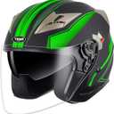 YEMA Open Face Motorcycle Helmets, DOT Approved 3/4 Moped Helmet Dual Visor Quick Release Buckle, Helmets for Adults Motorcycle Men Women Helmets for Moped Scooter Streey, Size: X-Large