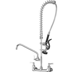 Commercial Faucet with Sprayer for Kitchen Staff: 43 Inches Commercial Faucet Pre Rinse Sprayer 8 inch Center Wall Mount Kitchen with 12 inch Add on Spout