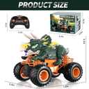 Bennol Remote Control Dinosaur Truck Toys for Kids Boys 3-5 4-7, 2.4GHz RC Dino Car Toys with Light, Sound & Spray, Indoor Outdoor All Terrain Electric RC Monster Car Gifts for 3 4 5 8 10 12 Boys Kids