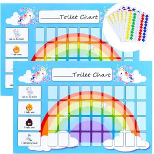 GWHOLE 2 Pack of Unicorn Potty Training & Toilet Training Reward Chart with 270 Star Stickers for Toddlers, Boys, Girls (Blue)