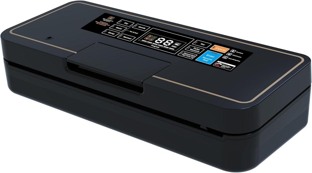 Vacuum Sealer for Food, 95kPa Food Vacuum Saver Sealer Machine, 120W 12L/min Fast-Sealing with Auto Tear-Cut,Digital Timer, Built-in Cutter, Bag Storage and One Bag Roll, 9-in-1 Compact Vacuum Sealer