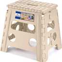 ACKO Folding Step Stool, 13 Inch Non-Slip Foldable Step Stool for Adults & Kids, Up to 300 lbs, Lightweight Collapsible Foot Stools with Carry Handle for Kitchen, Bathroom, Bedroom, Khaki