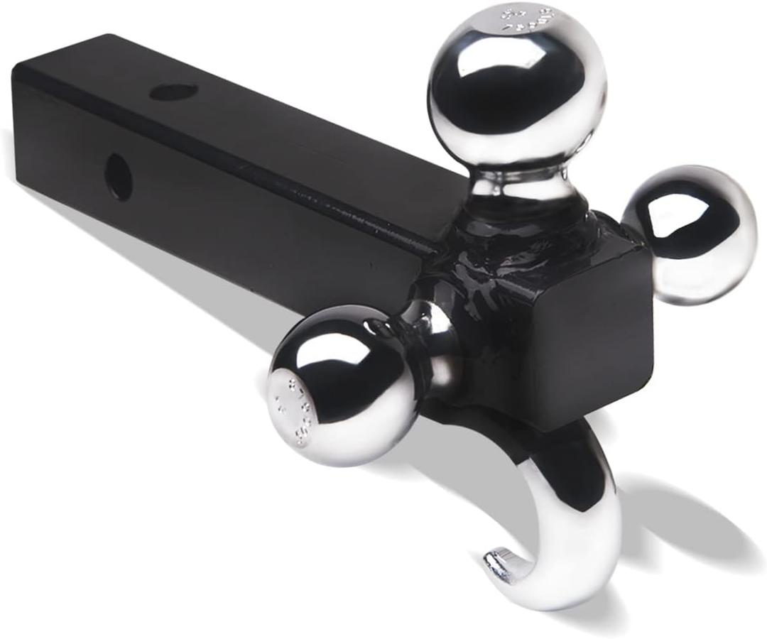 Armordillo USA 8719442 3-in-1 Loaded Tri-Ball Mount with Hook Universal Fits 2-Inch Receiver Tube Trailer Hitch