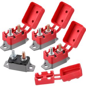 4 Pieces DC 12V - 24V Automatic Reset Circuit Breaker Circuit Breaker with Cover Stud Bolt for Automotive and More (50 Amp)