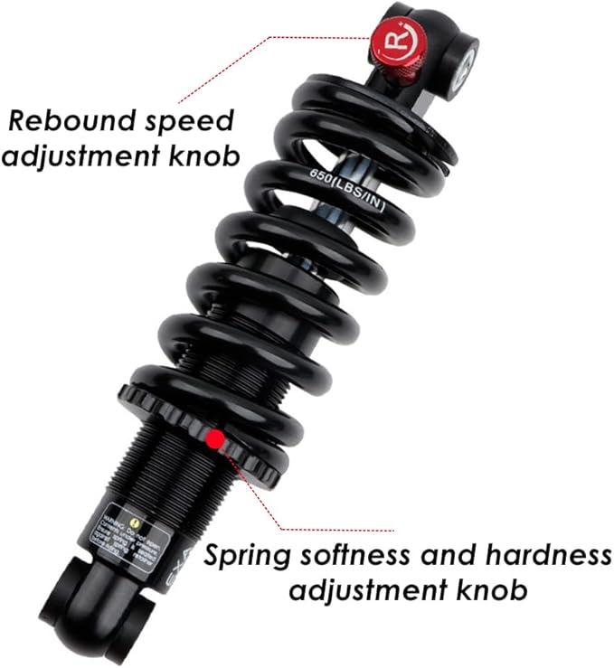 JFOYH Coil+Oil Shock Absorber Adjustable Damping Hydraulic Rear Shocks For MTB/E-Bike/Scoters, (Size 190MM, 1500 lbs)