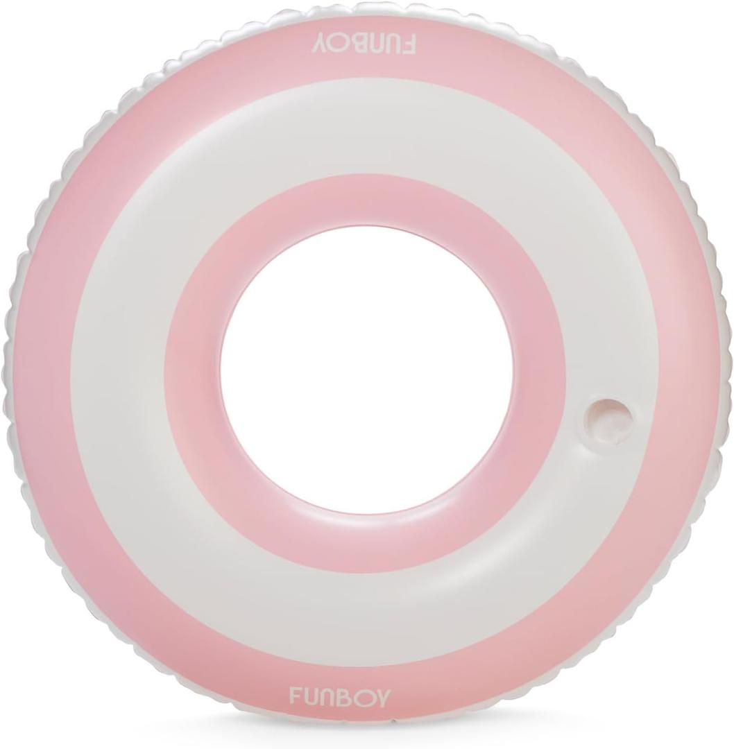 FUNBOY Giant Stripe Inflatable Tube Pool Float with Cup Holder 48" | Large Pool Float for Adults | Inner Tube Swimming Pool Toys Swim Rings | Pool Lounger Float for Pool Party & Summer (50", Pink) FUNBOY Giant Stripe Inflatable Tube Pool Float with Cup Holder 48" | Large Pool Float for Adults | Inner Tube Swimming Pool Toys Swim Rings | Pool Lounger Float for Pool Party & Summer (50", Pink)