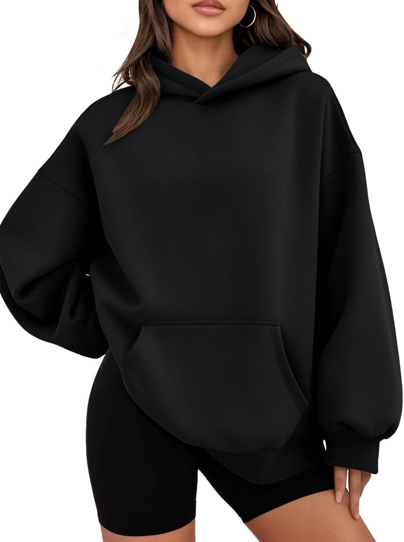 WYNNQUE Hoodies for Women Oversized Sweatshirts Fall Fashion Outfits 2026 Casual Sweaters Tops Fleece Workout Winter Clothes (Small, Black)