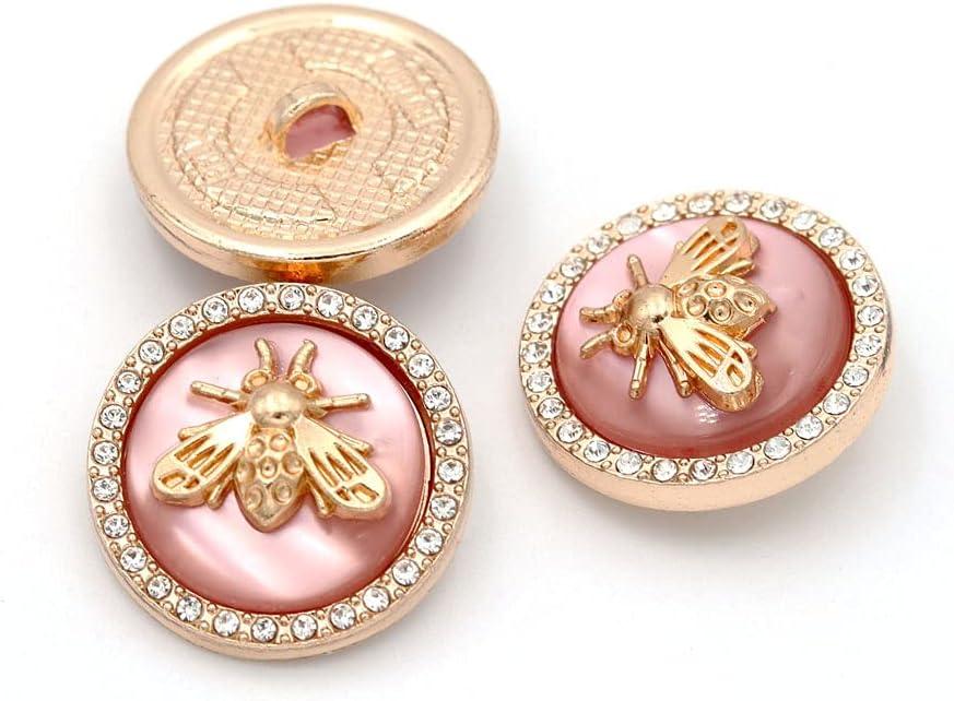 5Pcs Metal Rhinestone Botton Round Shape Button for Sewing DIY Crafts Jewelry Making