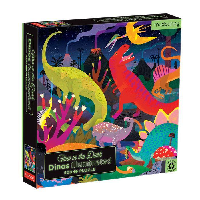 Mudpuppy Dinosaurs Illuminated 500 Piece Glow in the Dark Family Puzzle from Mudpuppy - 20" x 20" Glow in the Dark Puzzle, Perfect Family Activity, Ages 8+ Mudpuppy Dinosaurs Illuminated 500 Piece Glow in the Dark Family Puzzle from Mudpuppy - 20" x 20" Glow in the Dark Puzzle, Perfect Family Activity, Ages 8+
