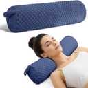 Roll Cervical Pillow for Neck Pain Relief 24IN Navy Blue Large Round Neck Pillows for Sleeping,Short Memory Foam Bolster Cushion for Legs and Back