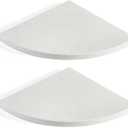 Koville 2 Pcs Wall Mounted White Marble Corner Shower Shelf for Bathroom, 10'' Polished Marble Corner Shelves for Bath, Stone Corner Shower Caddy - White Cliff (No Glue Included)