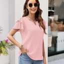 MOLERANI Blouses for Women Dressy Casual Tops Business Work Short Ruffle Sleeve Cute Summer Shirts Trendy Outfits 2025 (Pink, XL)