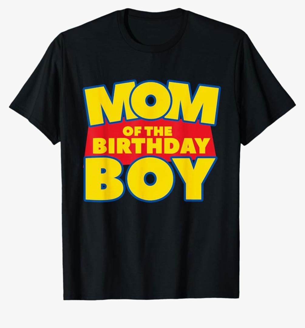 Mom Of The Toy Birthday Boy Funny Story Theme B-day T-Shirt Small