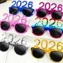 TURNMEON 6 Pairs Happy New Year Glasses Glitter 2026 Shaped Eyeglasses,New Years Eve Party Supplies 2026, New Years Eyewear Funny Sunglasses for New Year Celebration Photo Props Party Favors