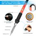 Soldering Iron Kit, 60W 110V Soldering Iron Adjustable Temperature, Desoldering Pump, 5 Solder Tips, Solder Wire, Stand, Solder Wick
