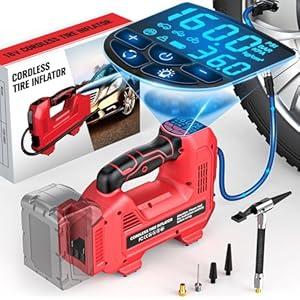 Cordless Tire Inflator Air Compressor for Milwaukee 18V Battery, Portable Handheld Air Pump with Digital Pressure Gauge for Cars Motorcycles Bikes Sport Balls(Battery Not Included)