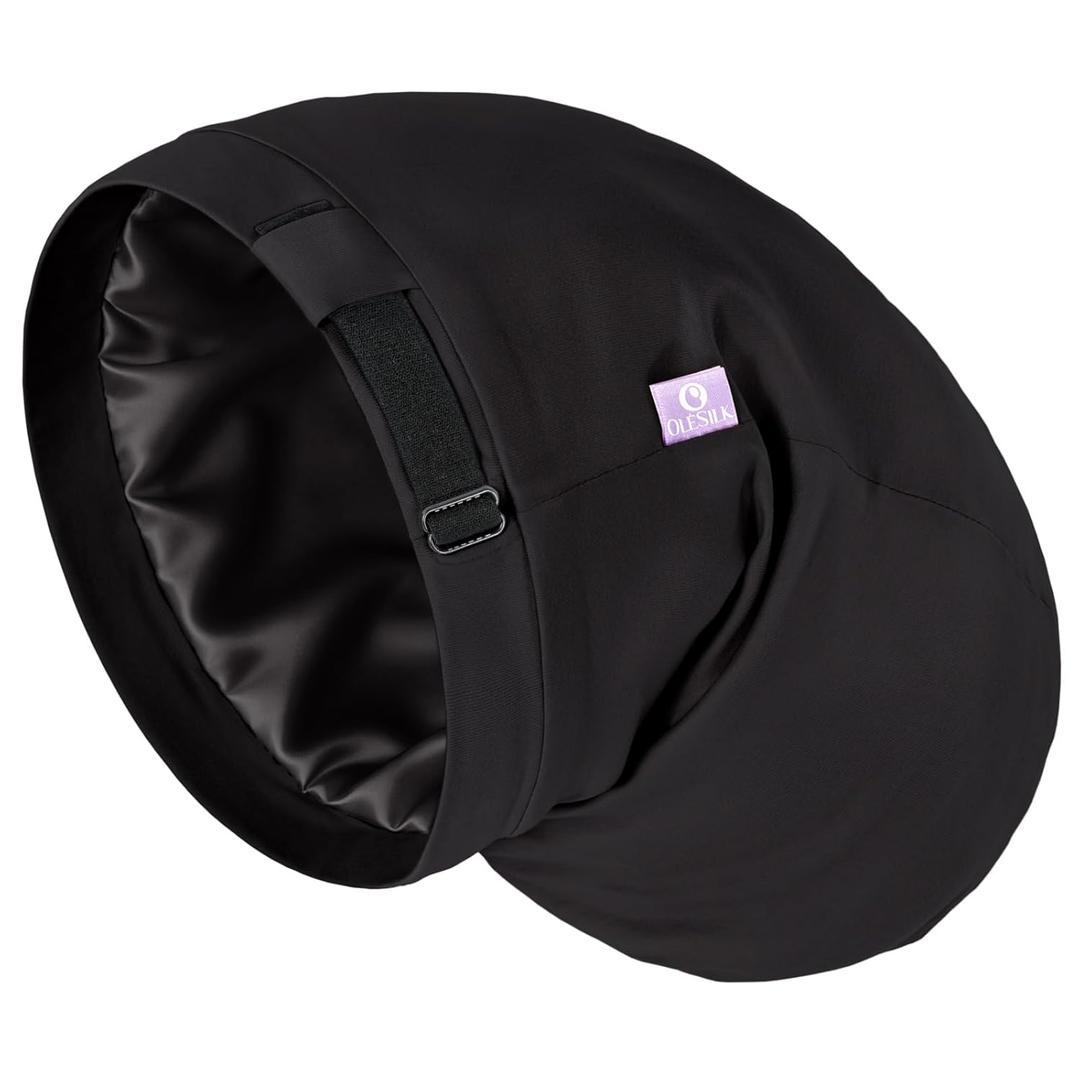 OLESILK Silk Bonnet for Long Hair: 100% Mulberry Silk for Sleeping Women&Men, Extra Large Loc Cap for Braids, Adjustable